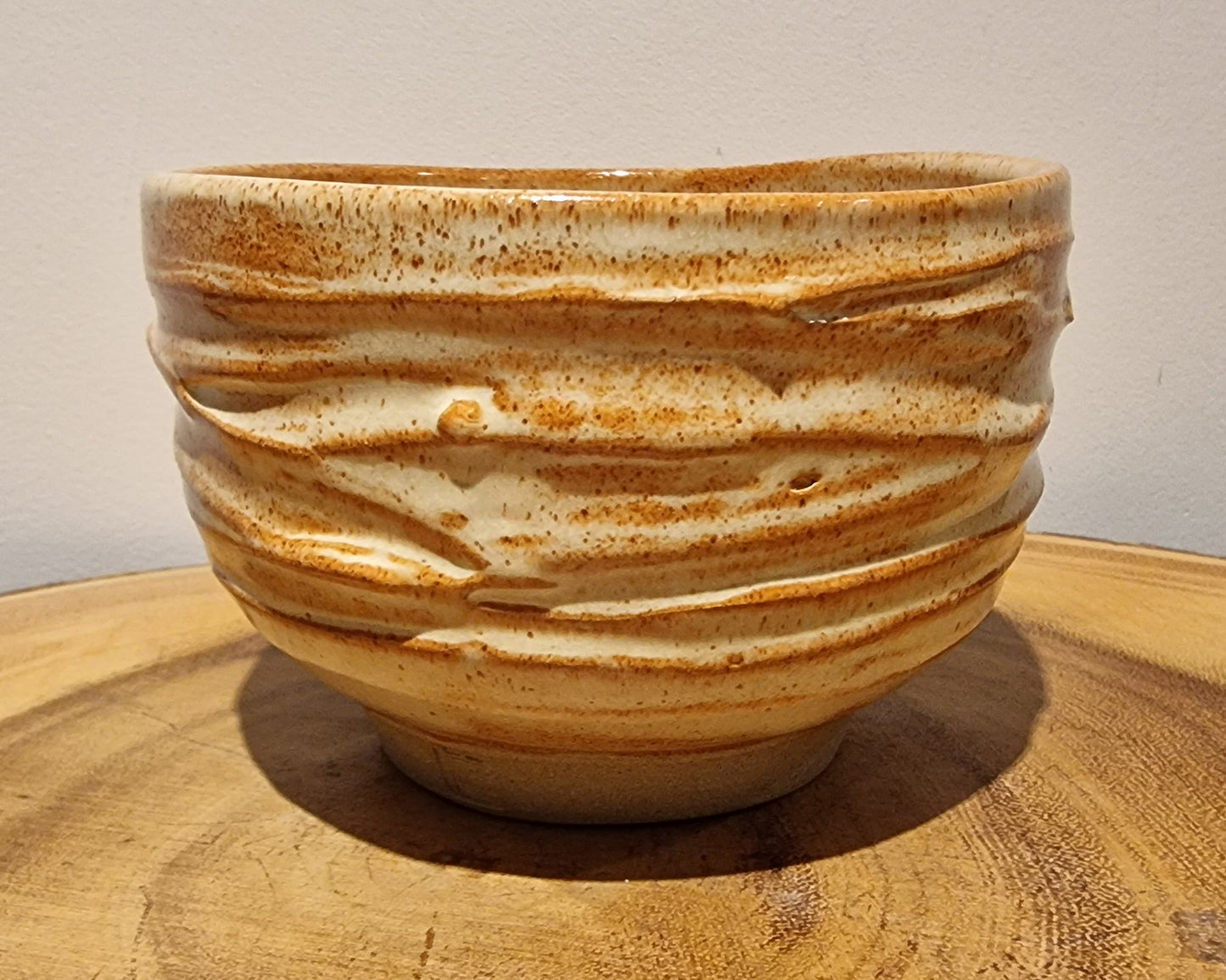 White and orange chawan, tea bowl for the Japanese tea ceremony