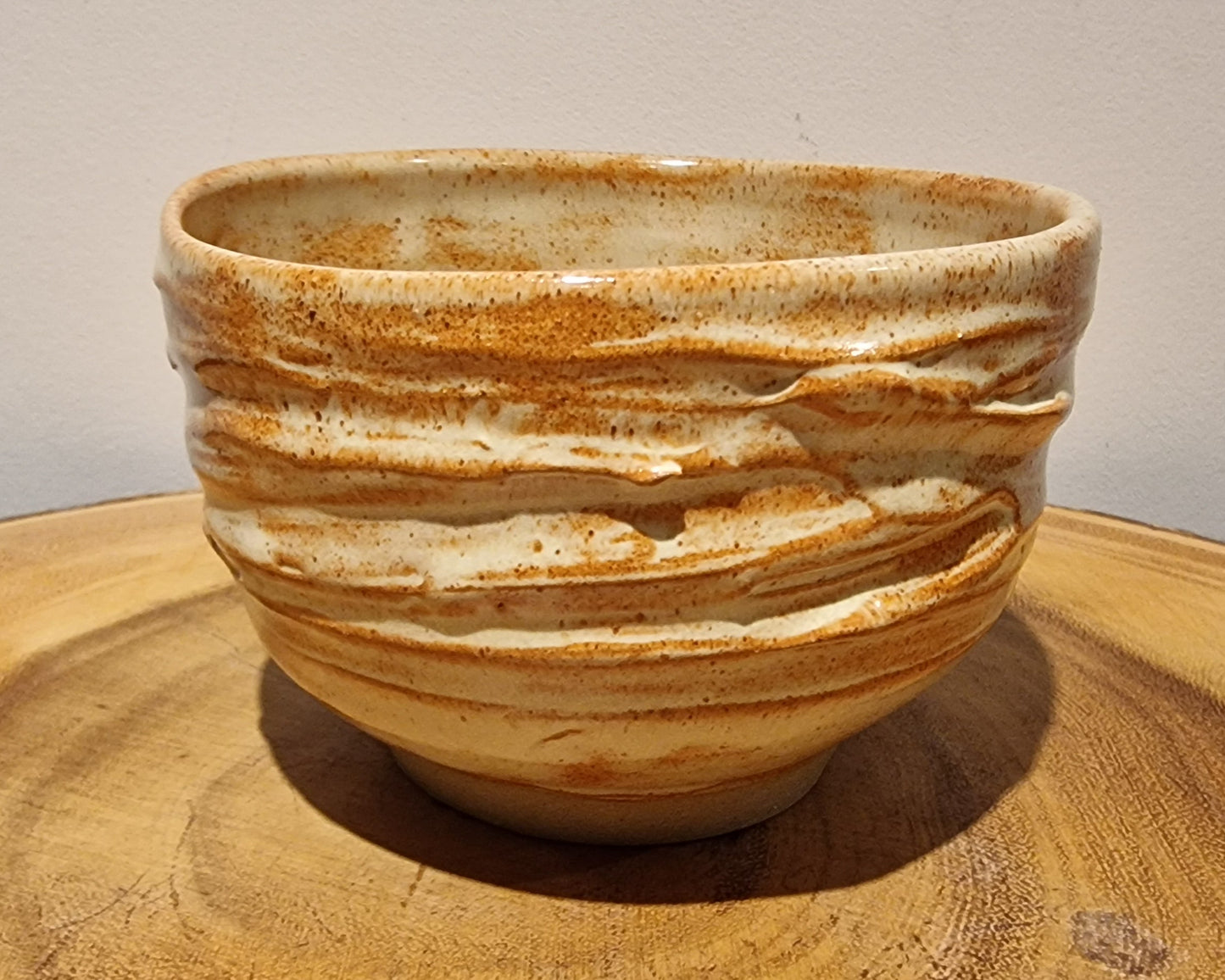 White and orange chawan, tea bowl for the Japanese tea ceremony