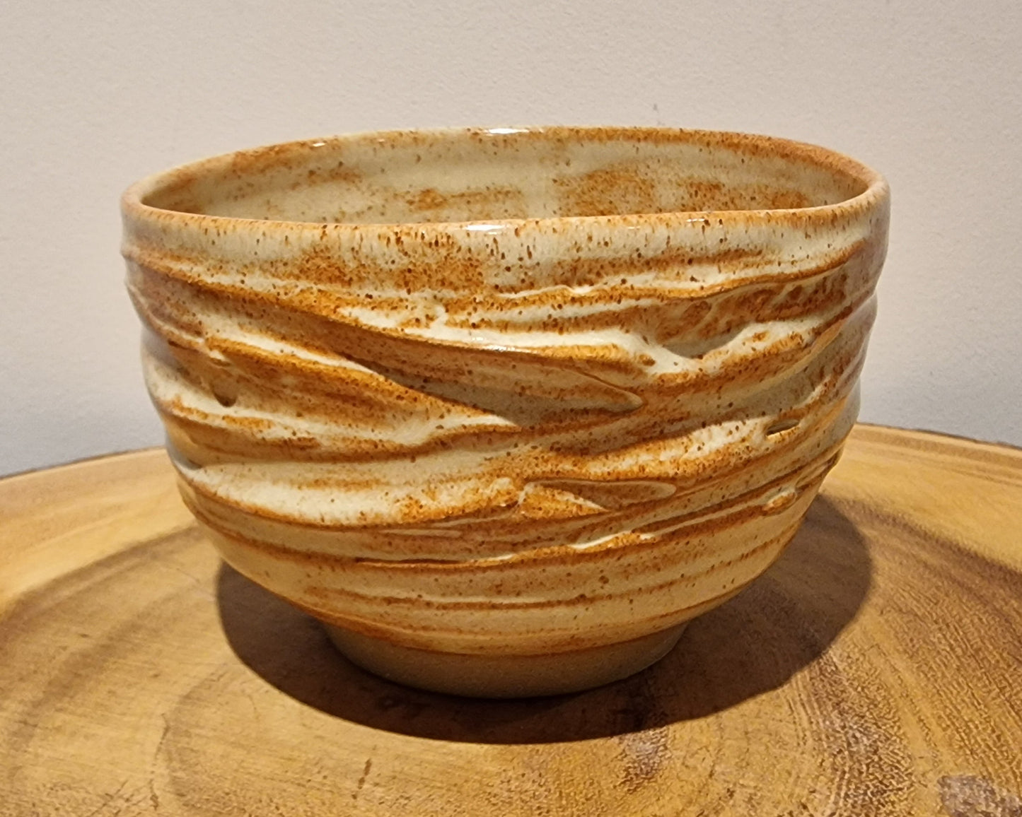 White and orange chawan, tea bowl for the Japanese tea ceremony