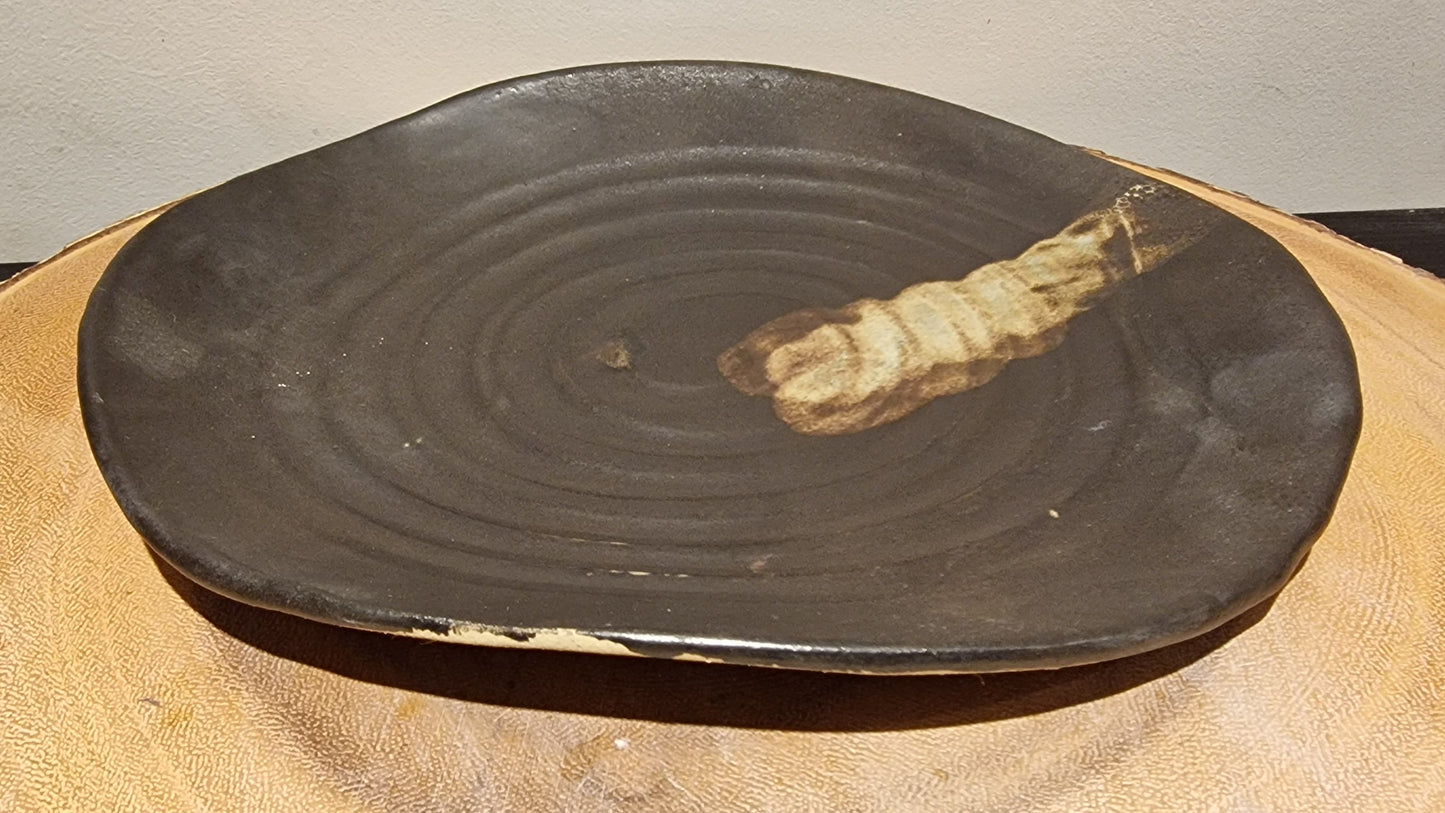 Brown serving plate