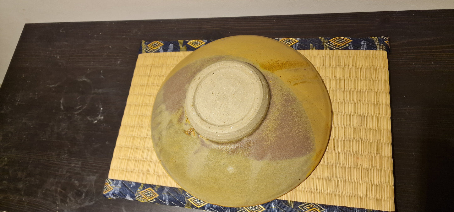 Beige and yellow plate