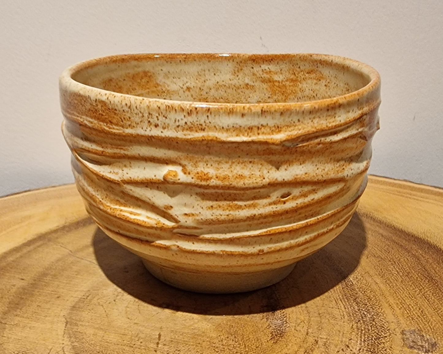 White and orange chawan, tea bowl for the Japanese tea ceremony
