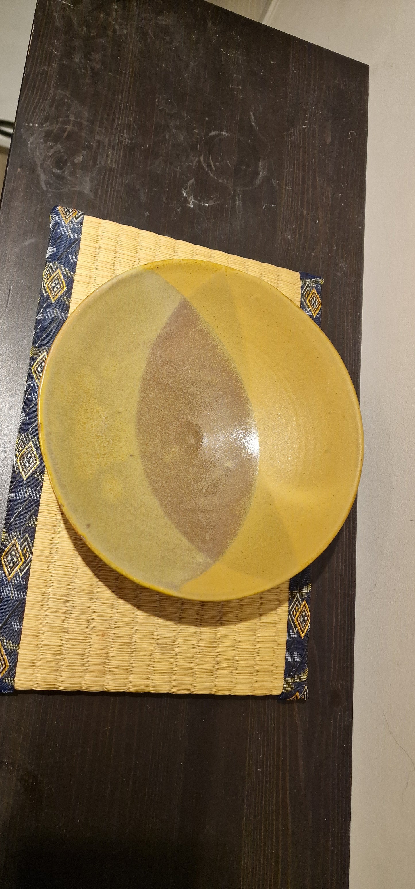 Beige and yellow plate